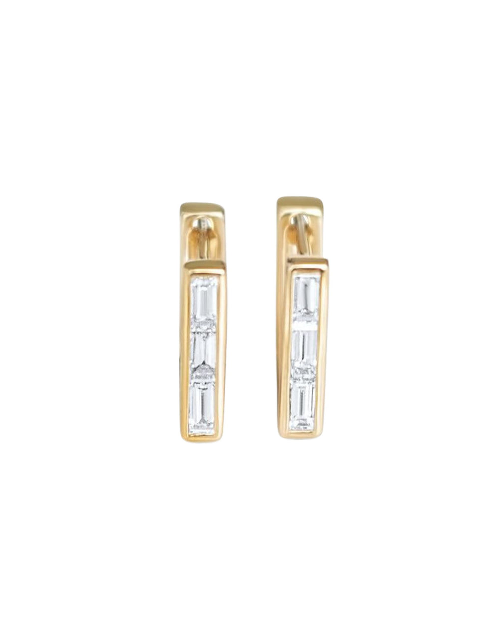 Skinny Square Diamond Huggie Earrings