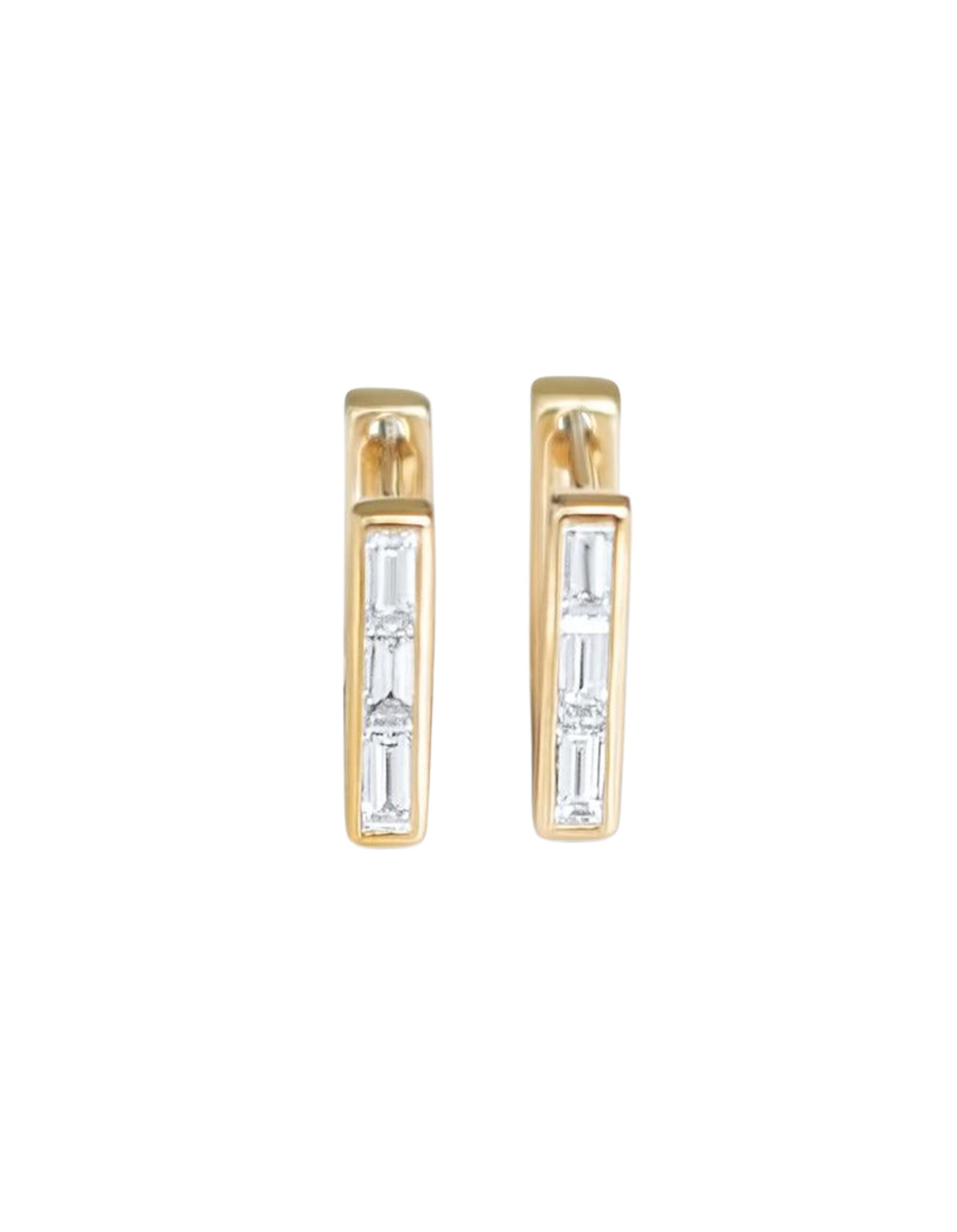 Skinny Square Diamond Huggie Earrings