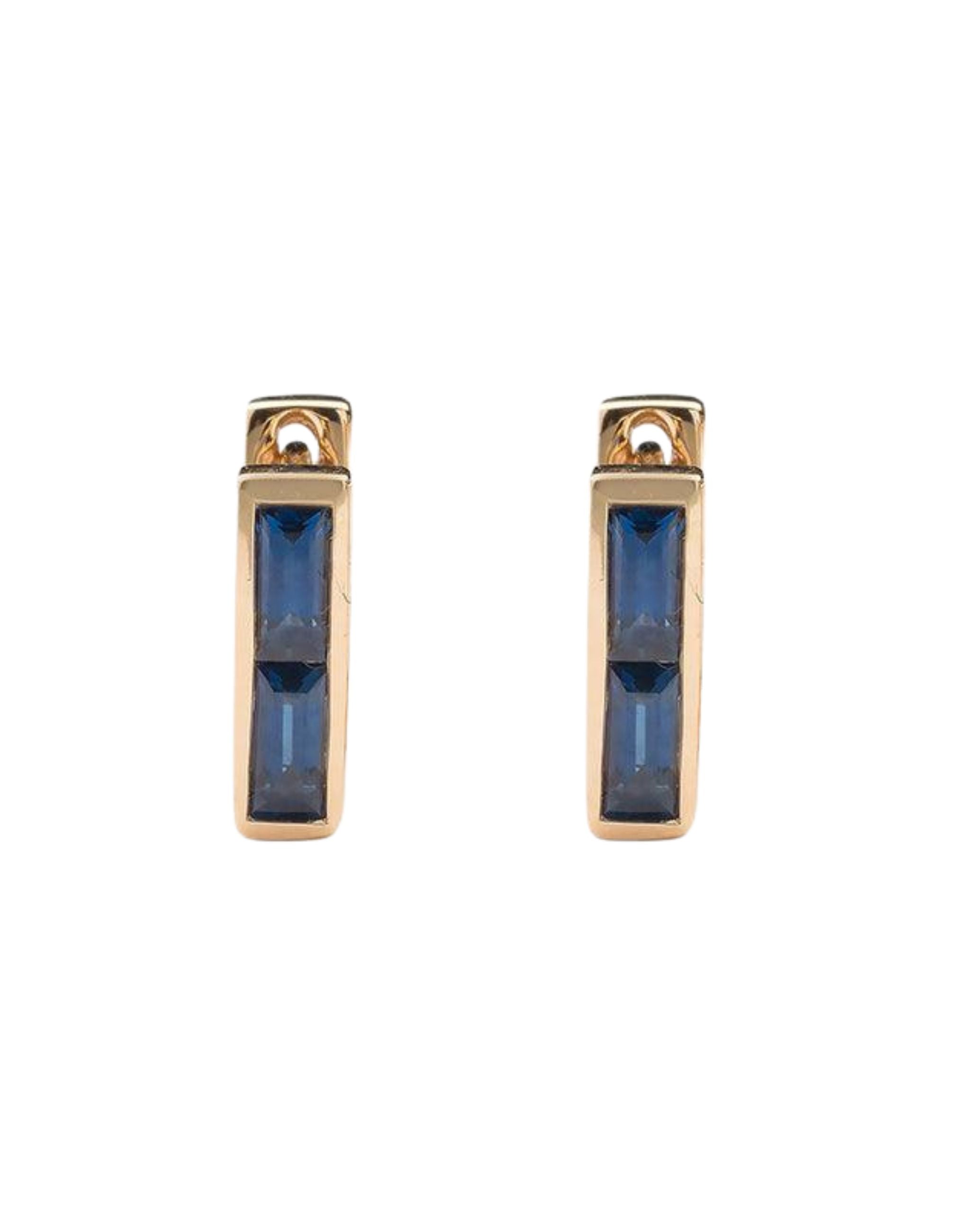 Chubby Sapphire Square Huggie Earrings