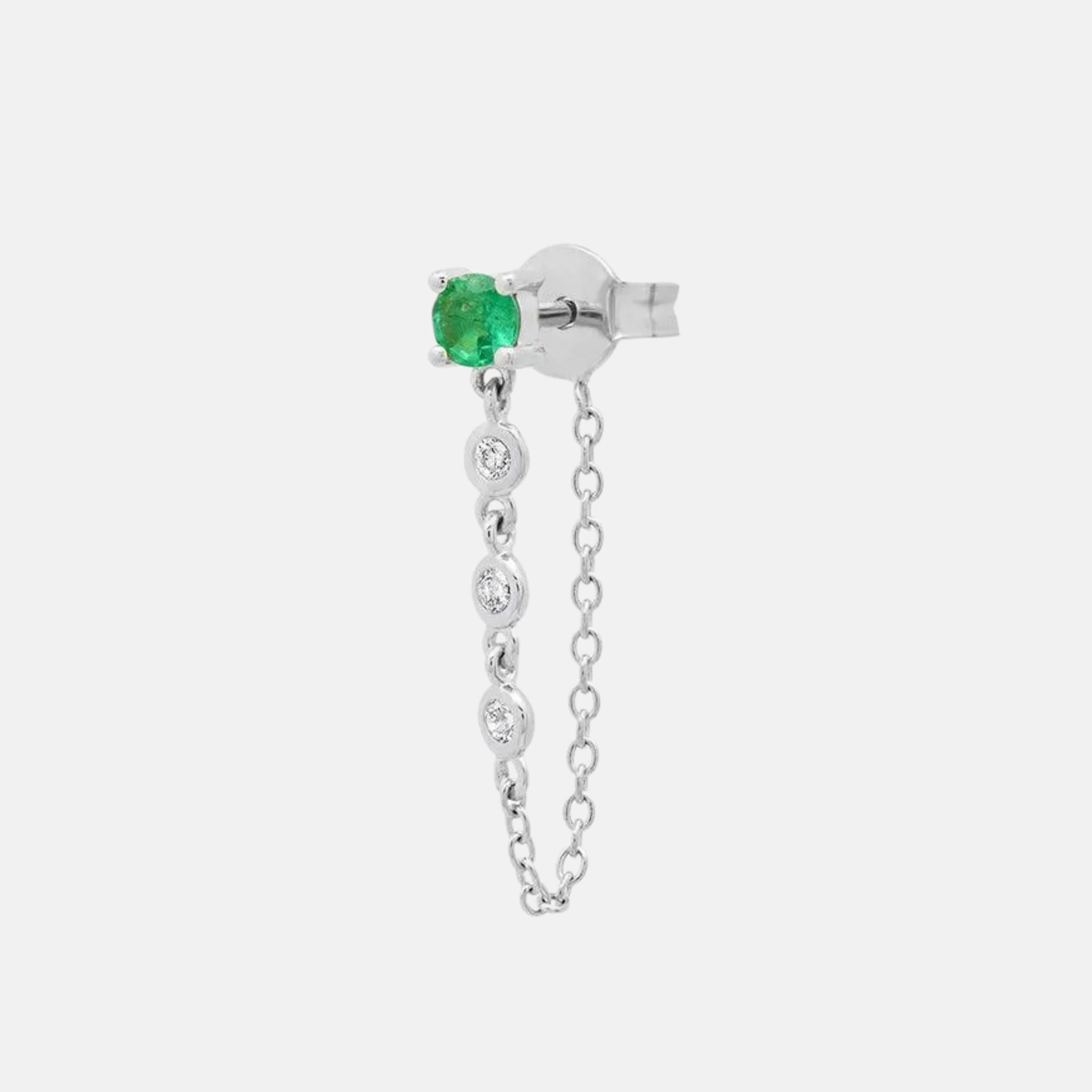 Gemstone Stud with Diamond Chain by Eriness - At Present Jewelry