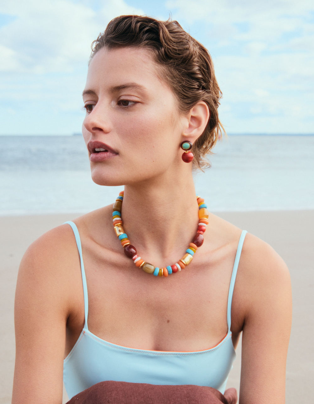 Laurel Earrings in Coral