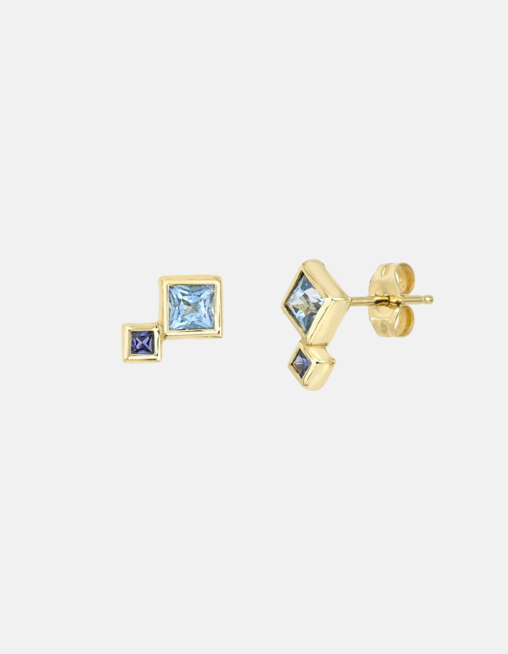 Blue Sapphire and Topaz Fada Earring by White/Space - At Present Jewelry