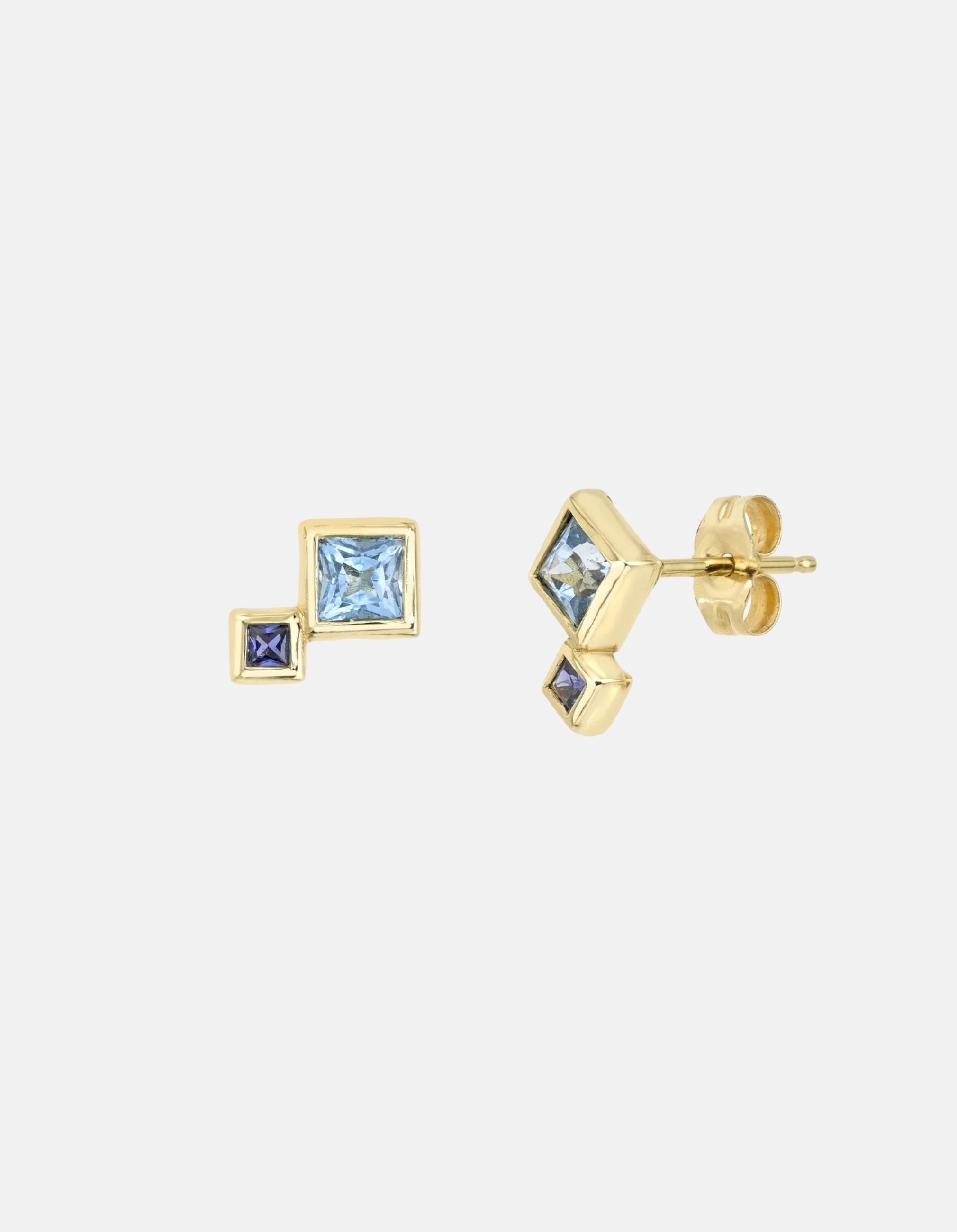 Blue Sapphire and Topaz Fada Earring by White/Space - At Present Jewelry