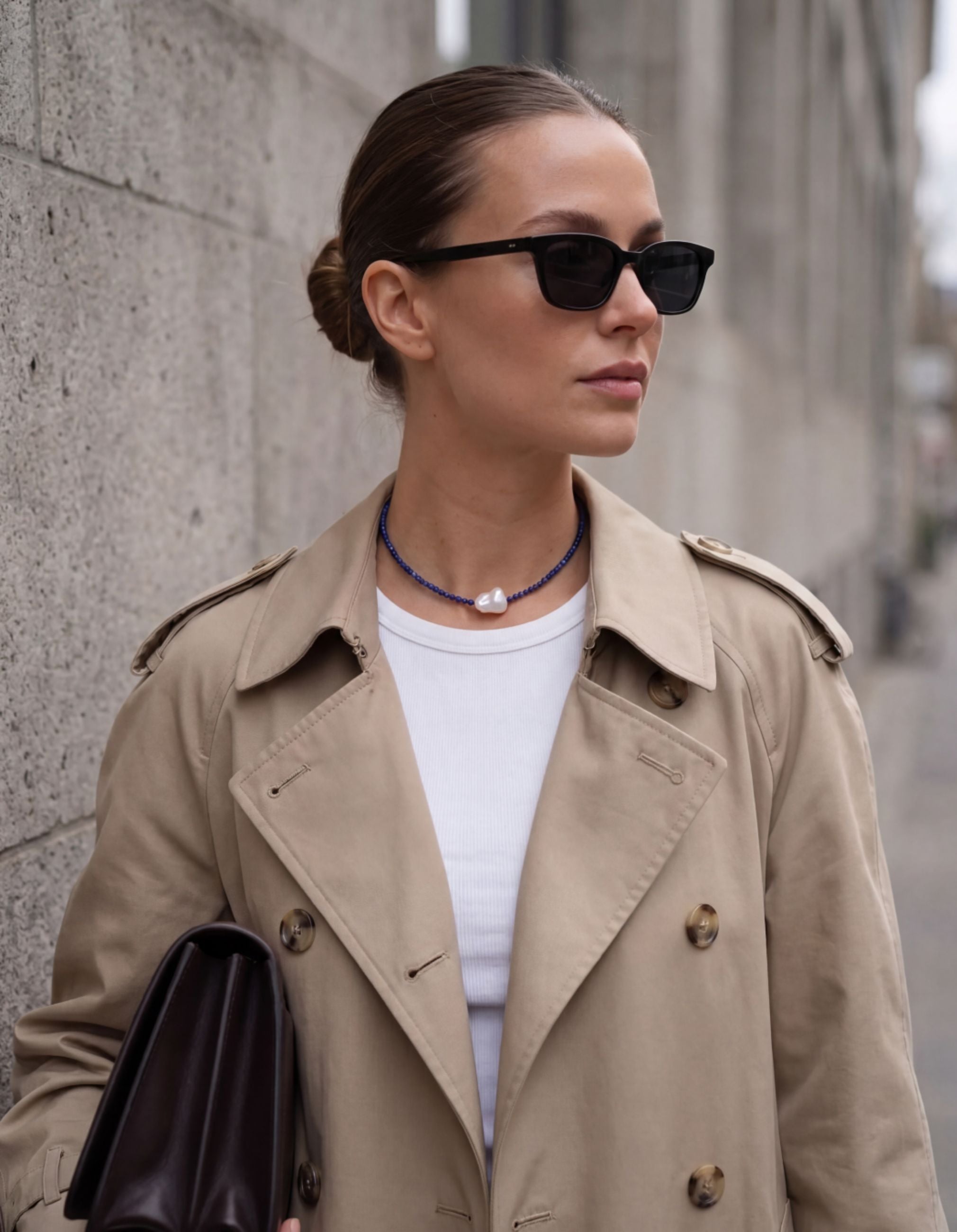 Lapis Single Baroque Pearl Gemstone Necklace