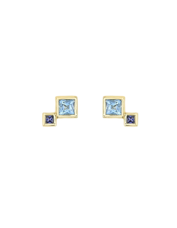 Blue Sapphire and Topaz Fada Earring by White/Space - At Present Jewelry