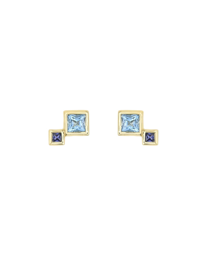 Blue Sapphire and Topaz Fada Earring by White/Space - At Present Jewelry