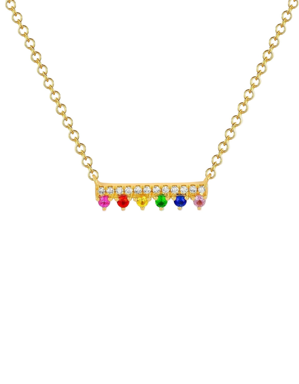 Diamond & Rainbow Chloe Bar Necklace