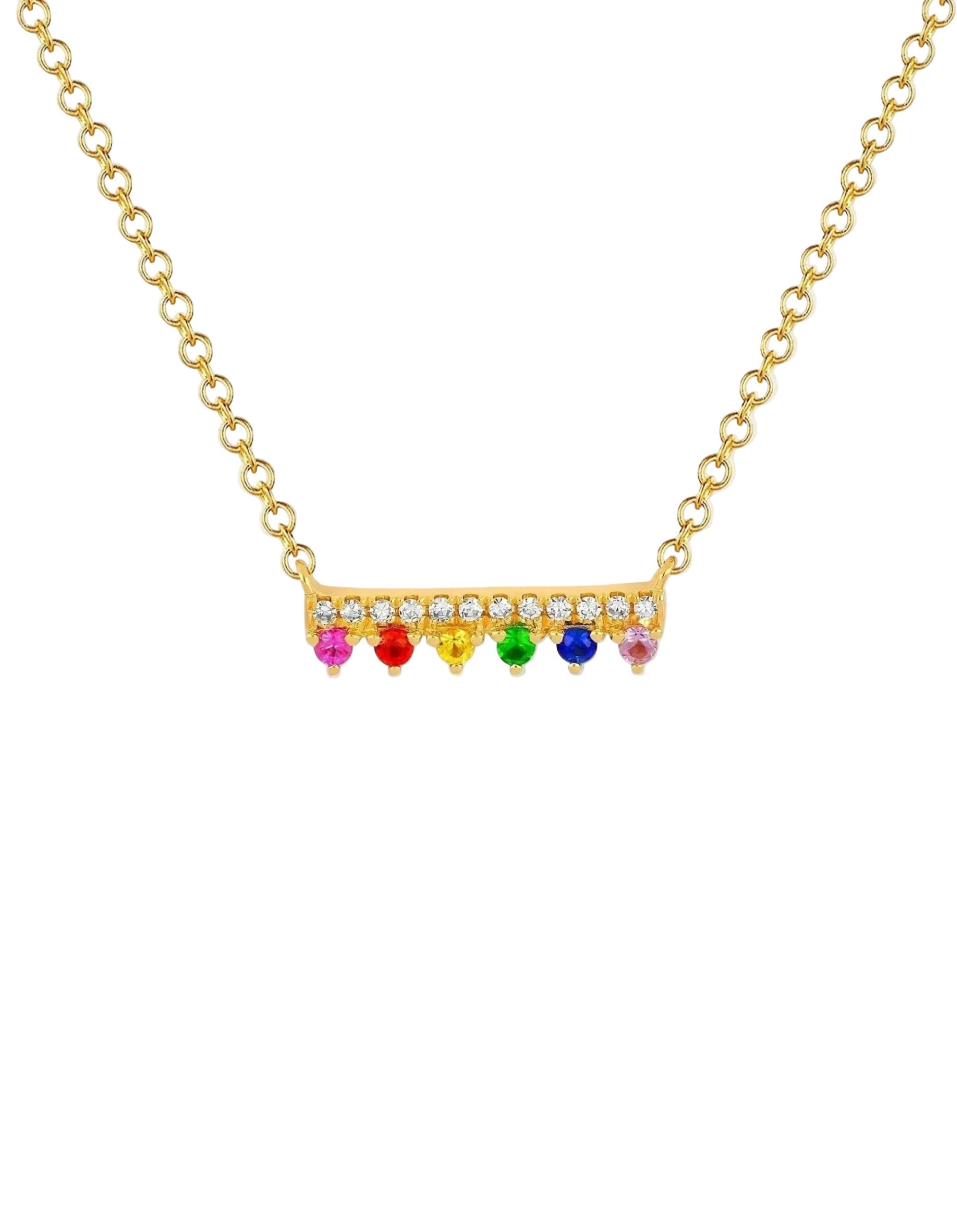 Diamond & Rainbow Chloe Bar Necklace