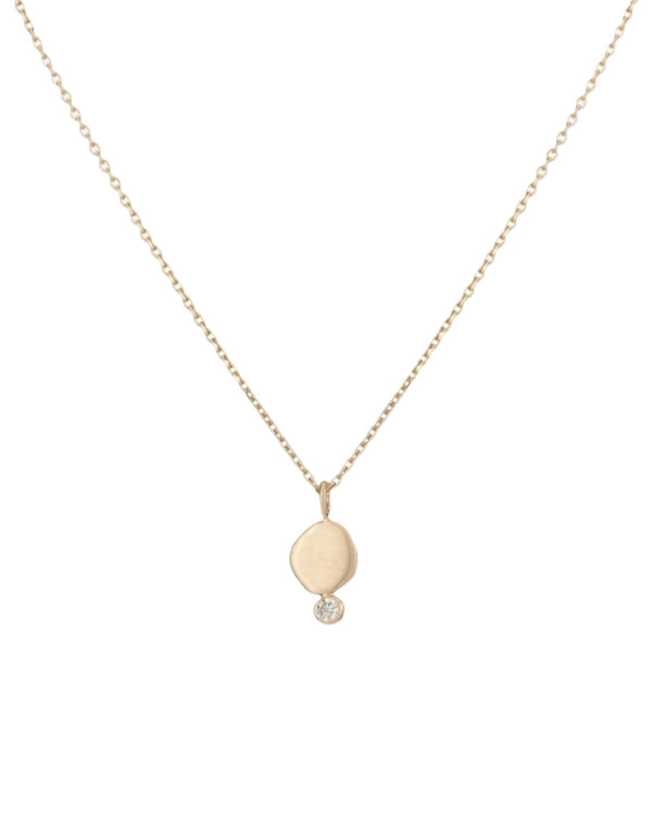 Diamond + Hammered Granule Necklace by A.M. Thorne - At Present Jewelry