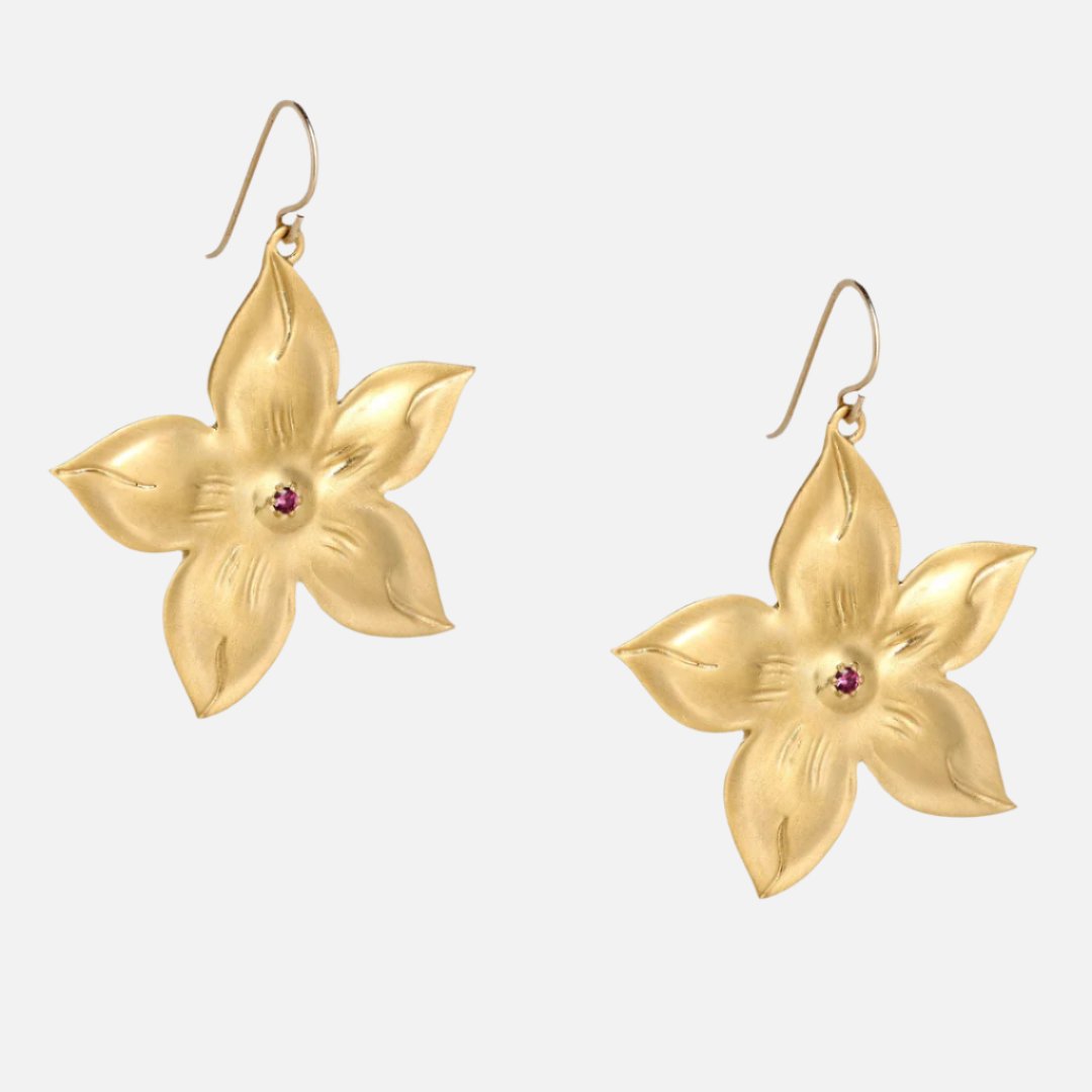 Gold Fleur Earrings - At Present Jewelry