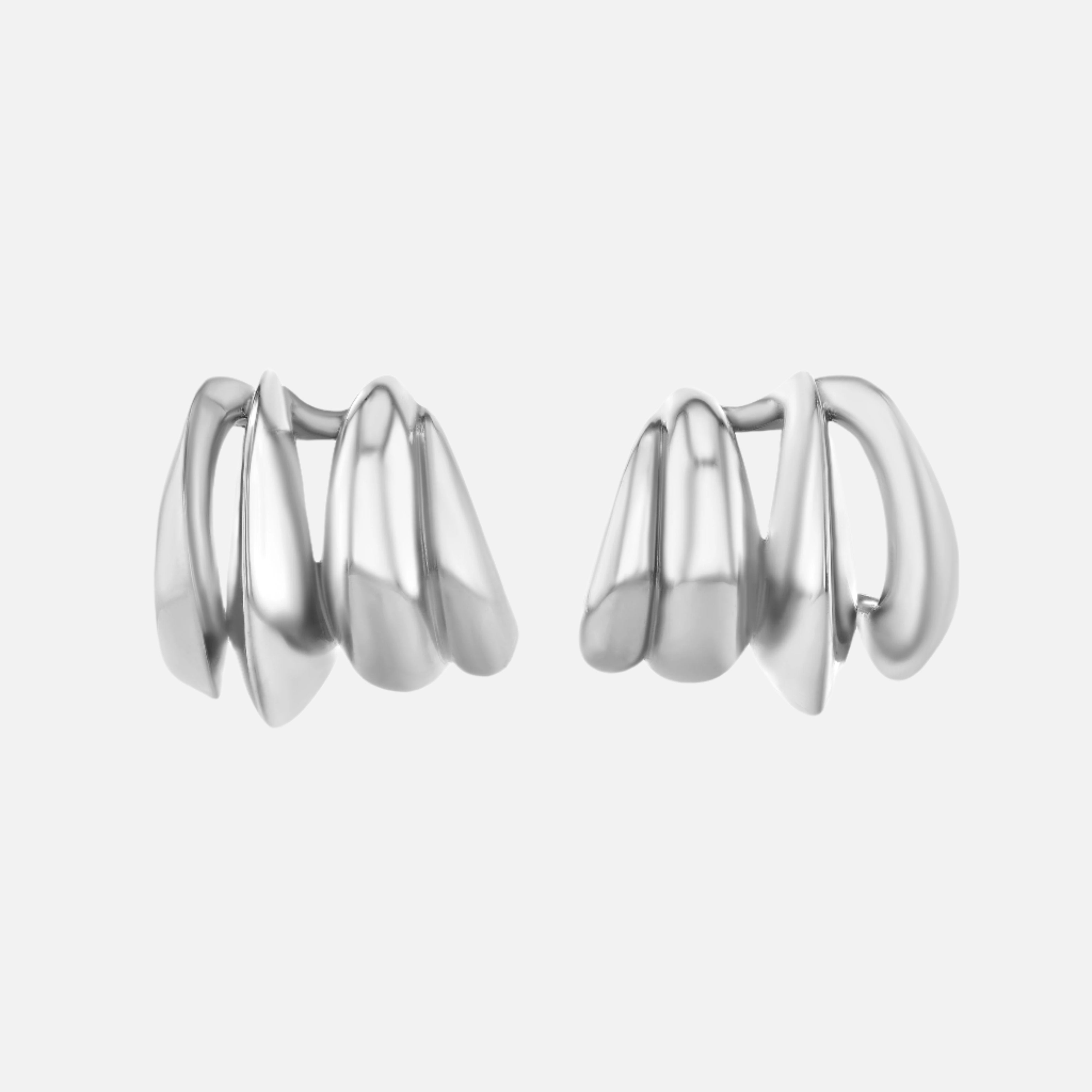 Currents Earring Cuff Set, Silver