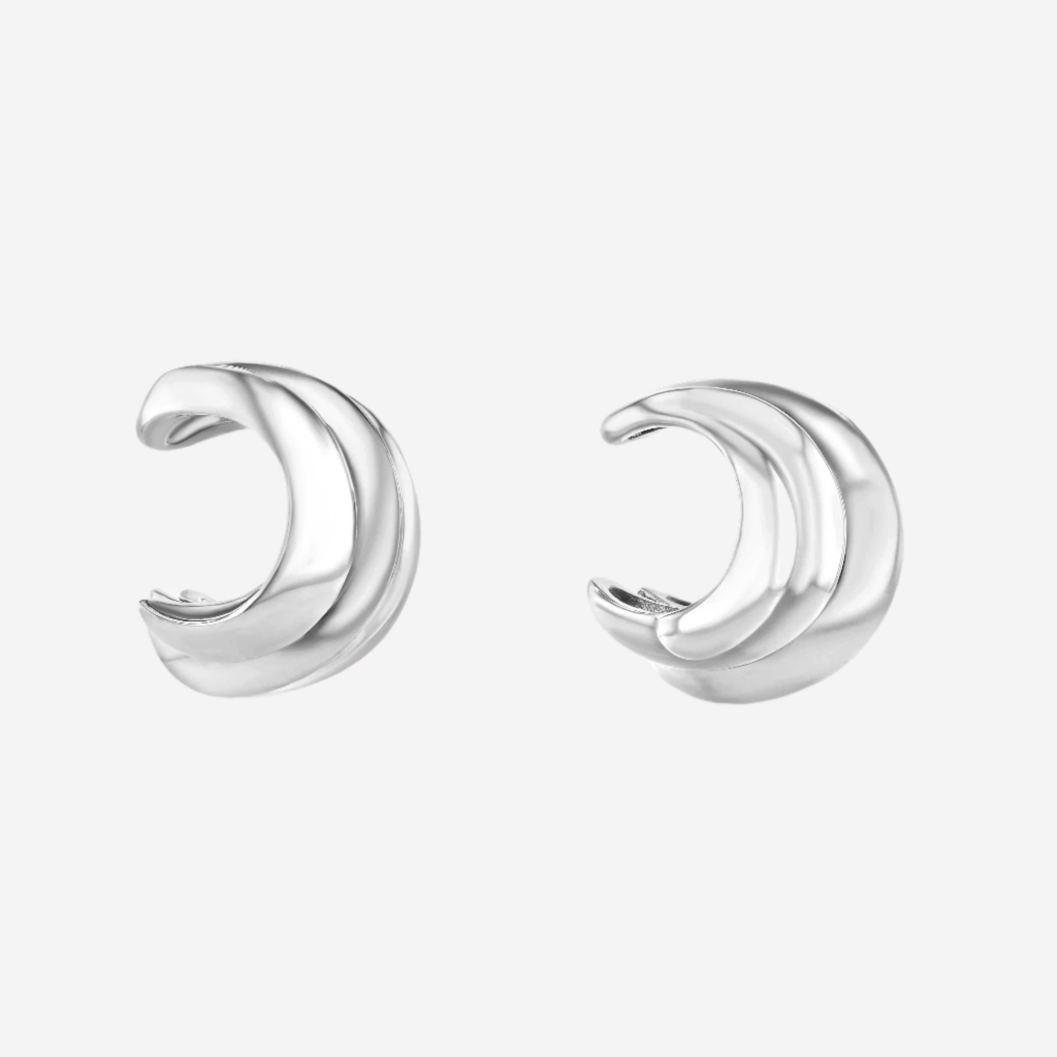 Currents Earring Cuff Set, Silver