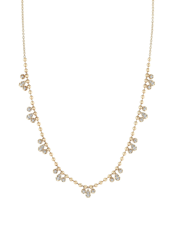 Trio Diamond Droplet Beaded Necklace