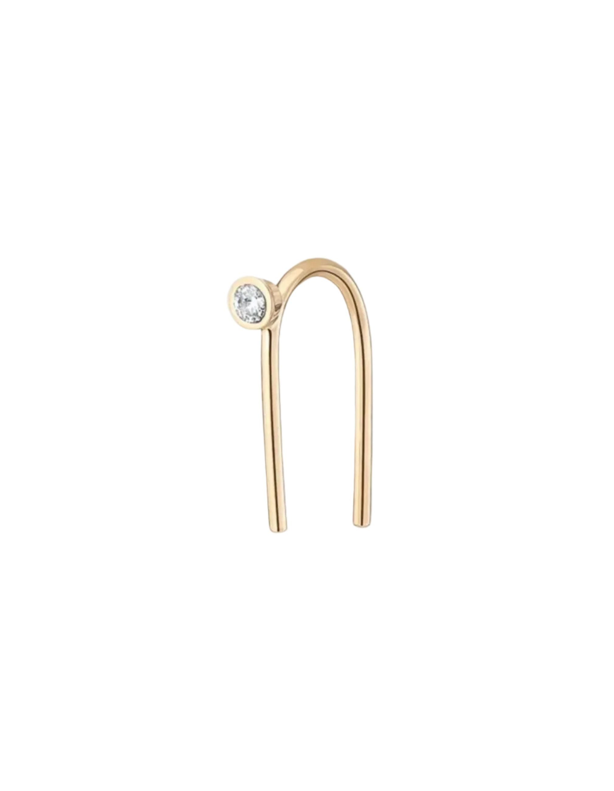 One Pointer Mini Thread Gold Earring