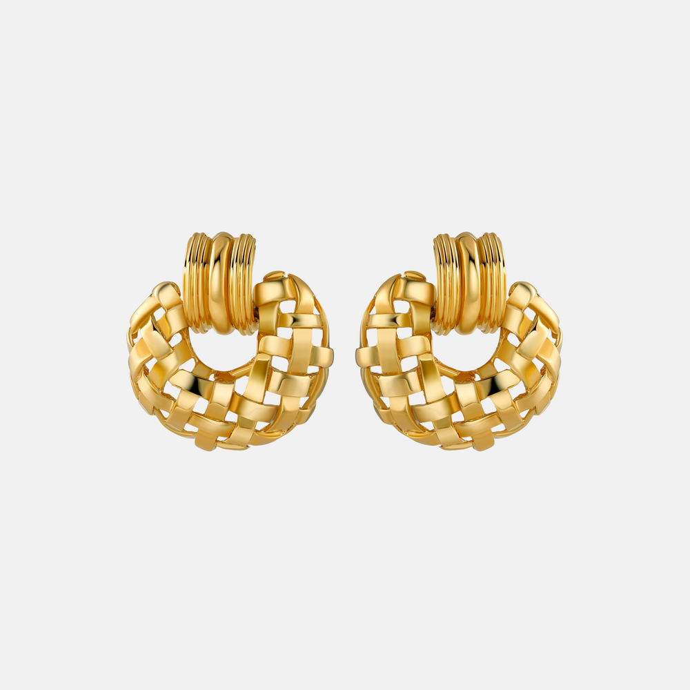 Woven Frontal Hoop Earring by Christina Caruso - At Present Jewelry