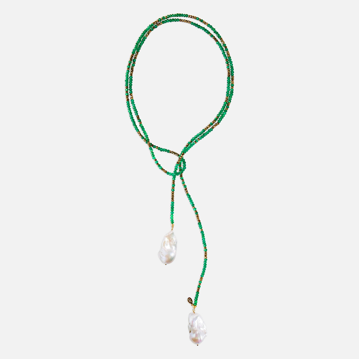 Green Onyx and Pyrite Ombre Classic Gemstone Lariat