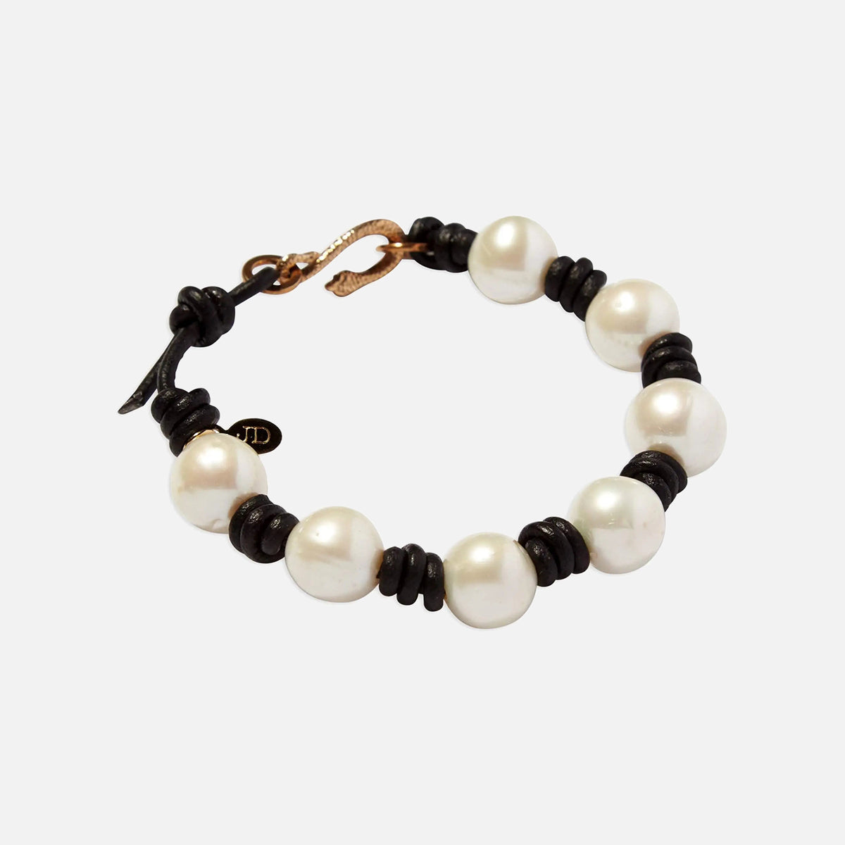 Knotted Pearl and Leather Snake Bracelet