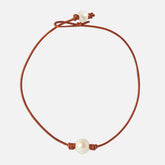 Single Freshwater Pearl and Leather Choker