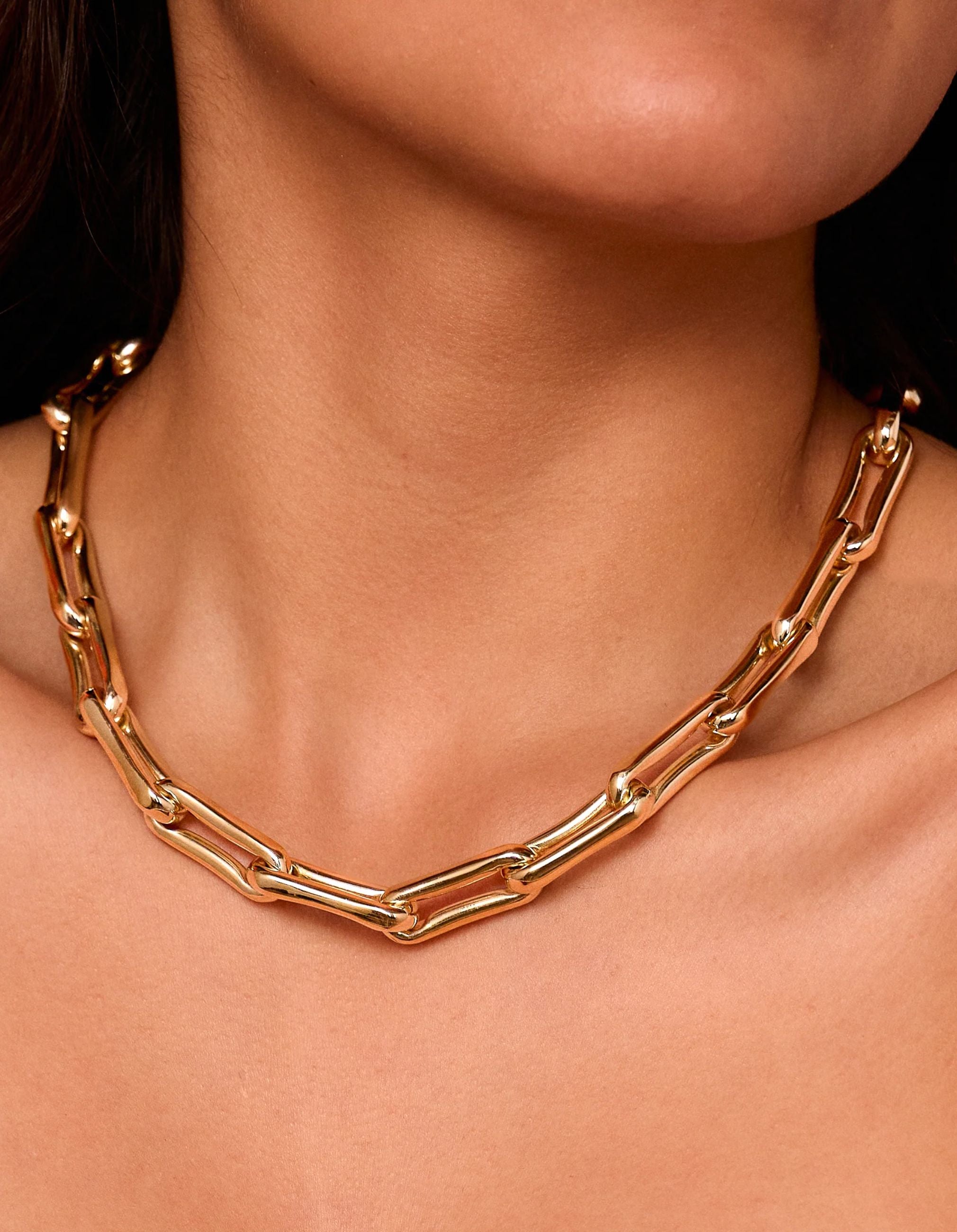 Milano Large Elongated Chunky Pinched Link Gold Chain