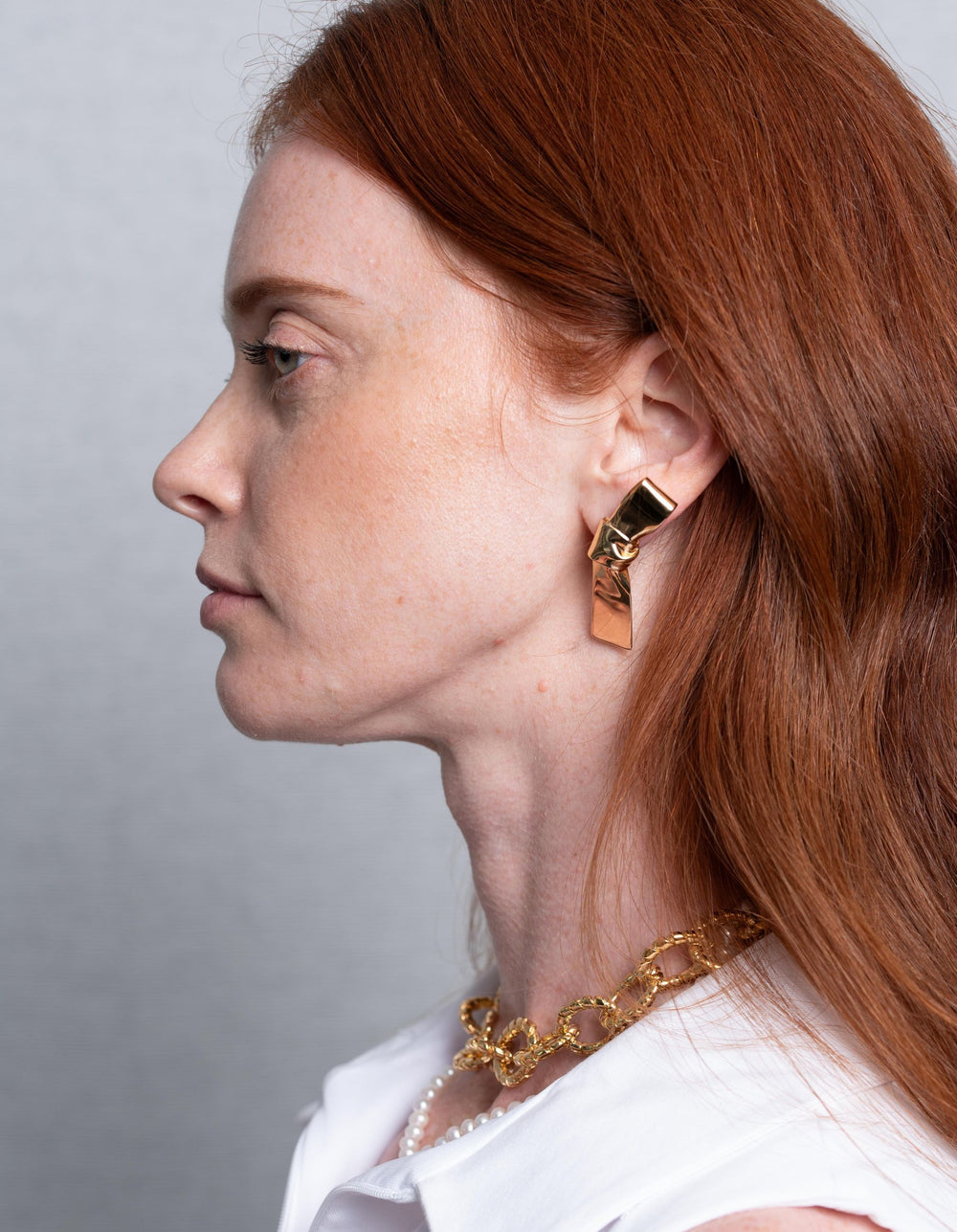 Gold Plated Grand Cravat Earrings, Large by Annika Inez - At Present Jewelry