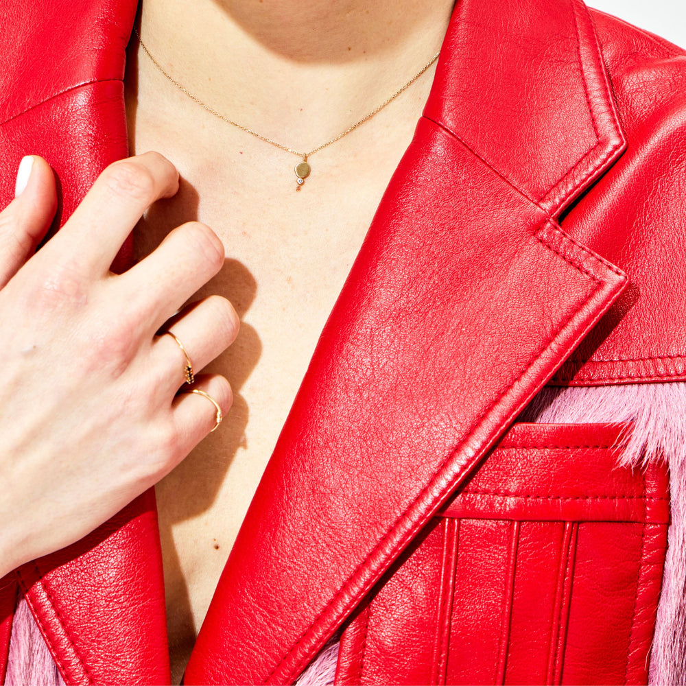 Diamond + Hammered Granule Necklace by A.M. Thorne - At Present Jewelry