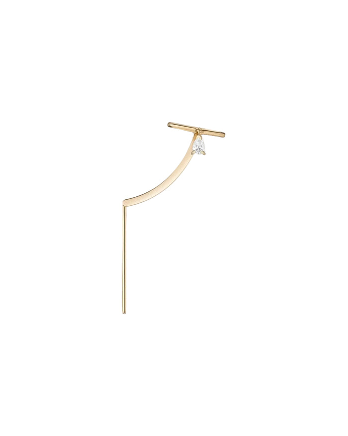 Daina Cuff Needle Gold Earring by Labulgara - At Present Jewelry