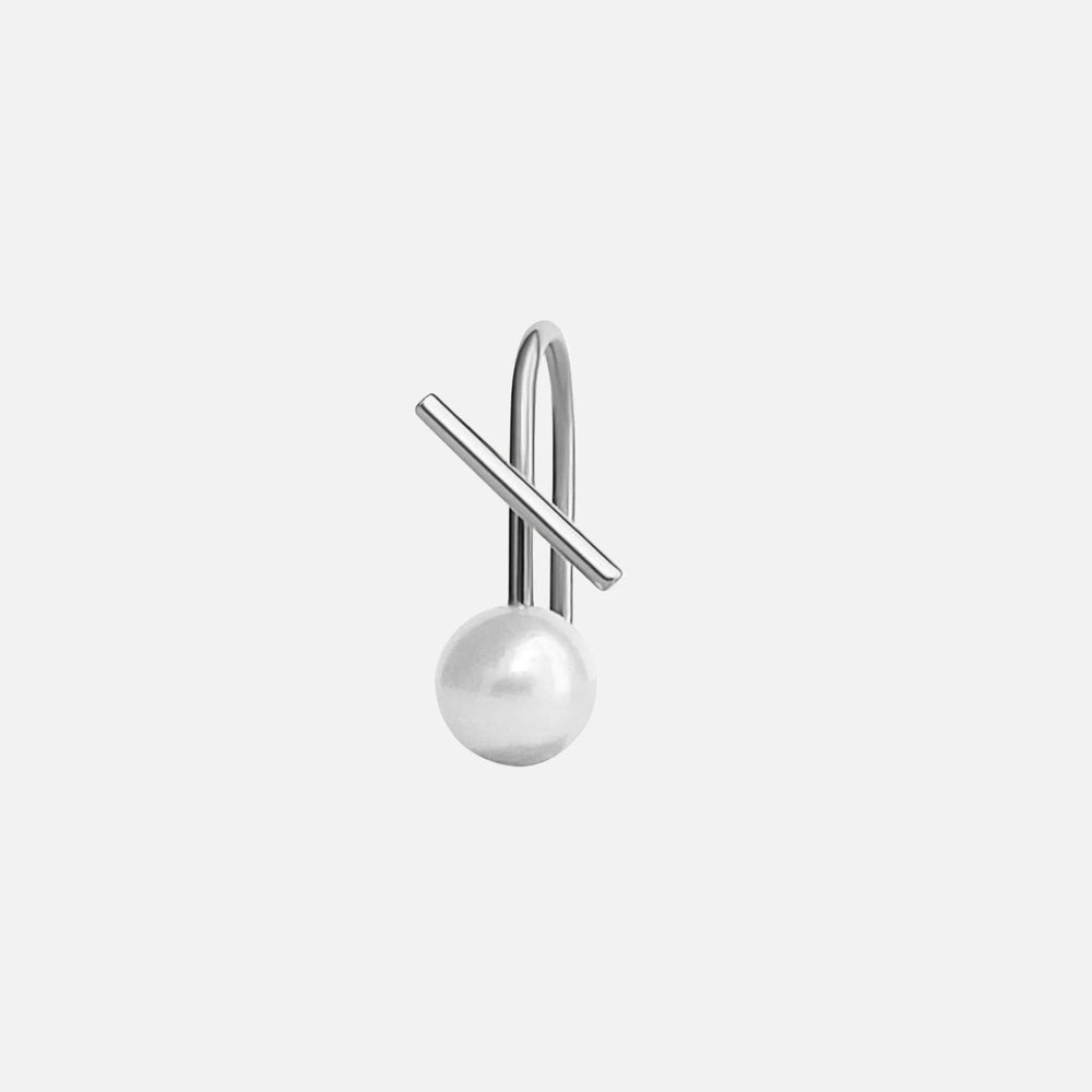 White Pearl Horizon Mini Thread Earring by Labulgara - At Present Jewelry