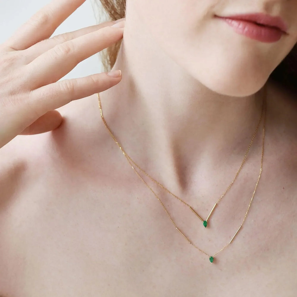 Deconstructed Bar Gold Necklace by Labulgara - At Present Jewelry