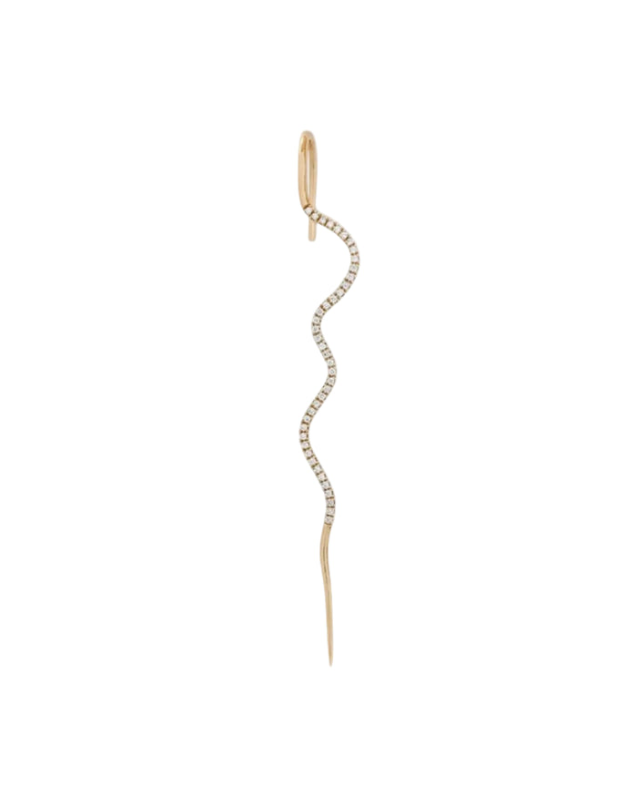Pave Diamond Wave Needle Earring by Labulgara - At Present Jewelry