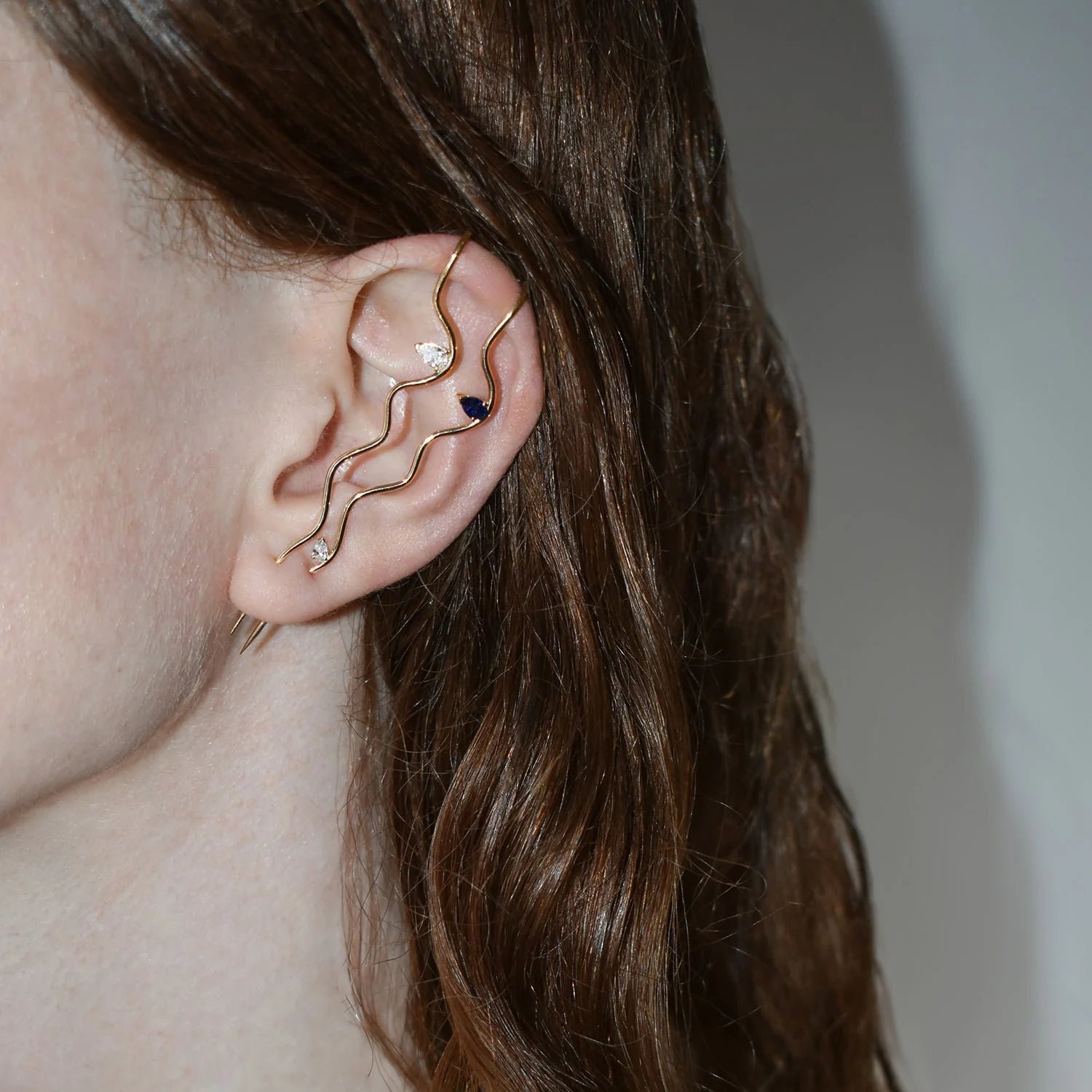 Diamond Splash Wave Needle Earring by Labulgara - At Present Jewelry