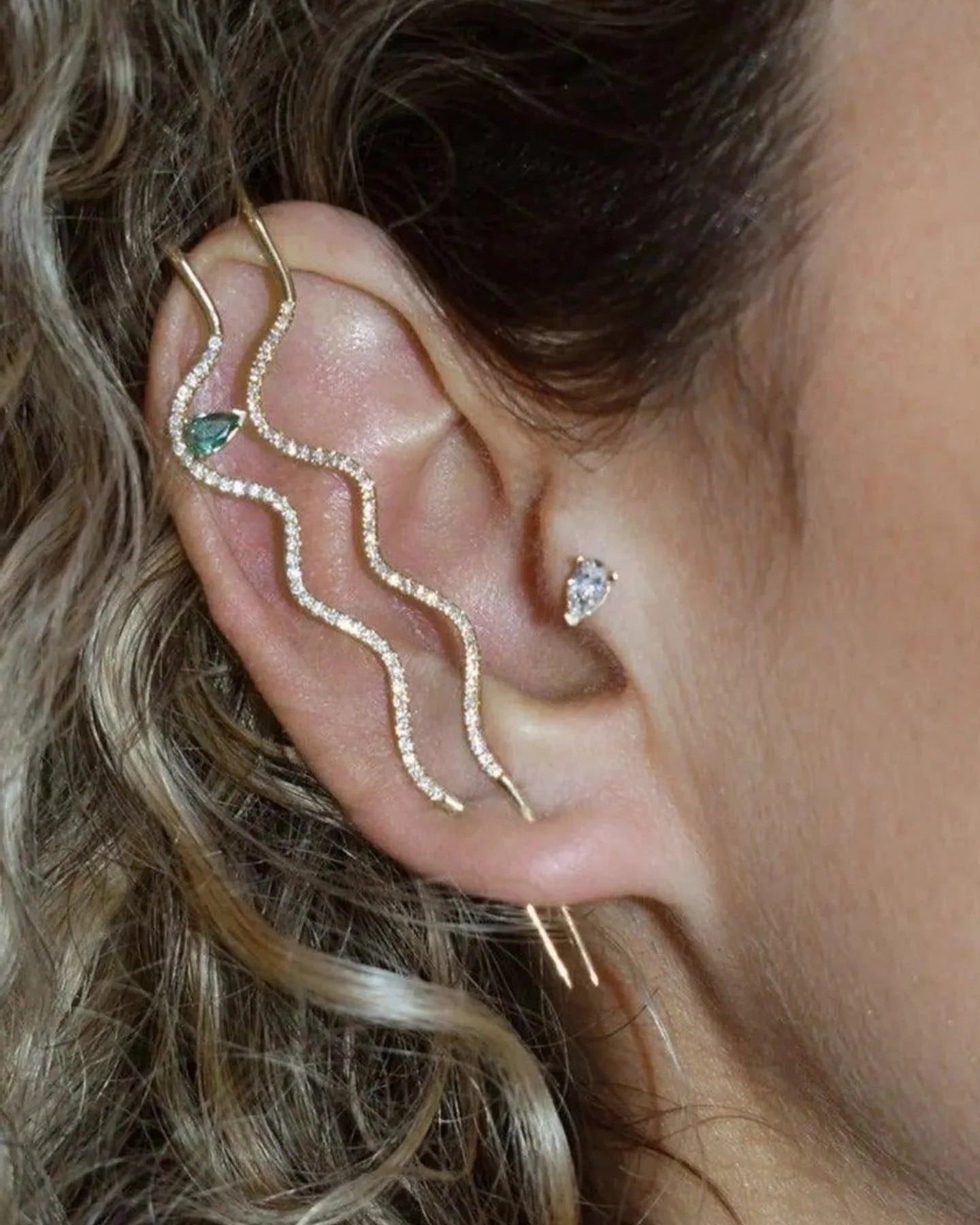 Flat Back Large Ocean Tear Drop Stud by Labulgara - At Present Jewelry