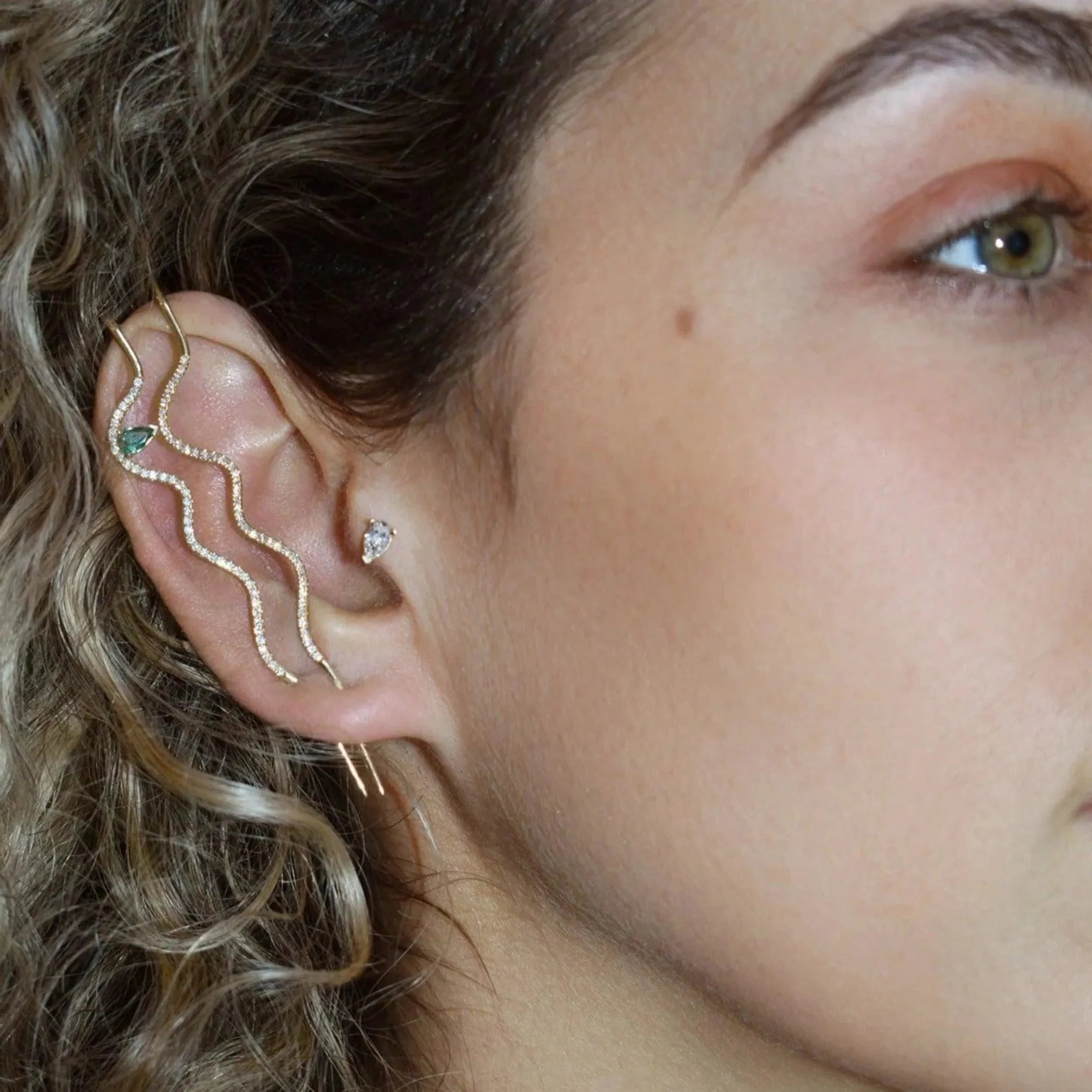 Flat Back Large Ocean Tear Drop Stud by Labulgara - At Present Jewelry