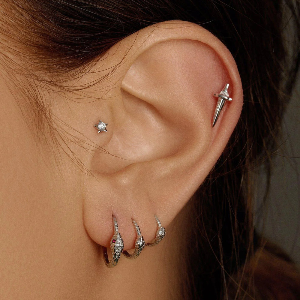 Dagger Pavé Stud, White Gold by Pamela Love - At Present Jewelry