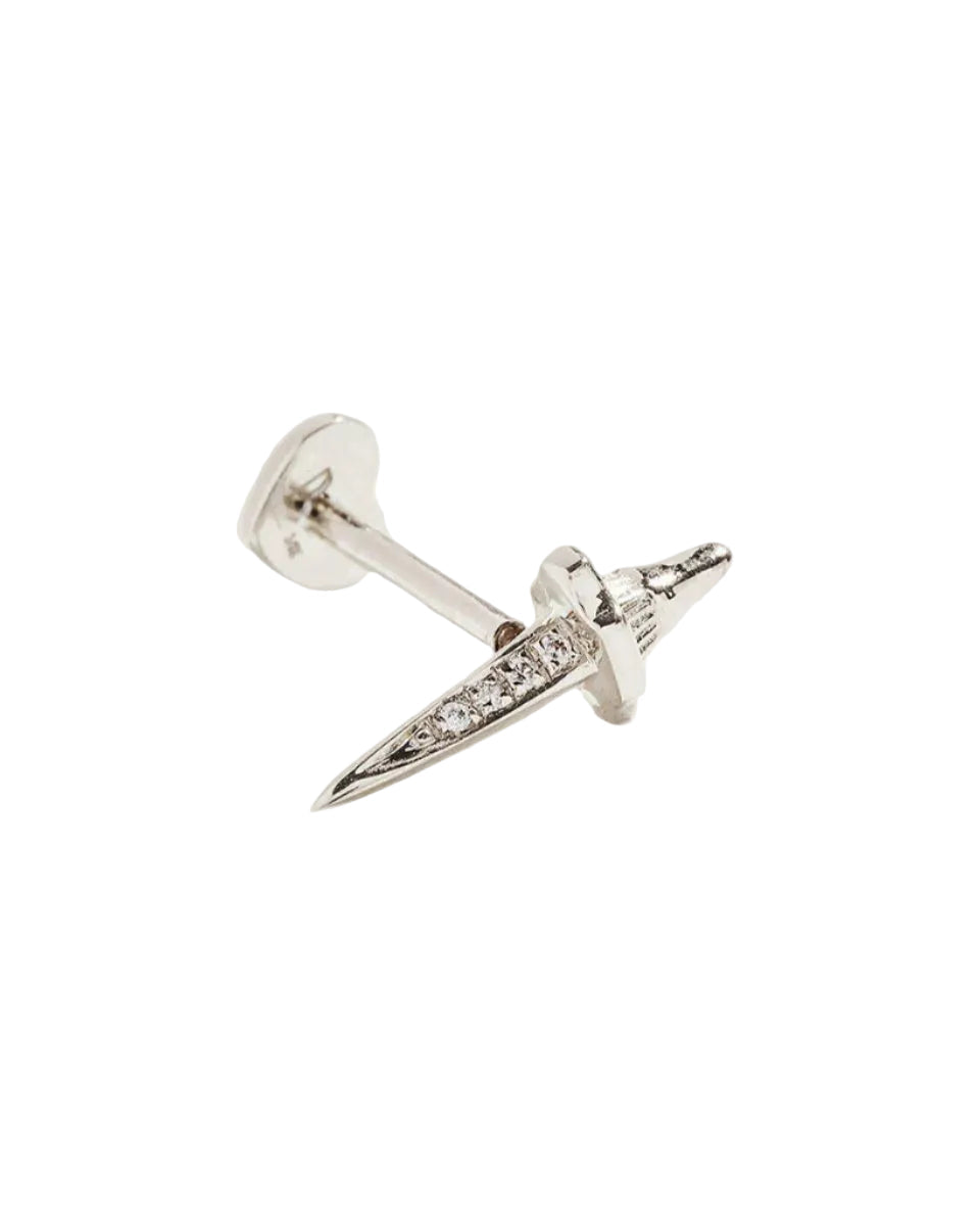 Dagger Pavé Stud, White Gold by Pamela Love - At Present Jewelry