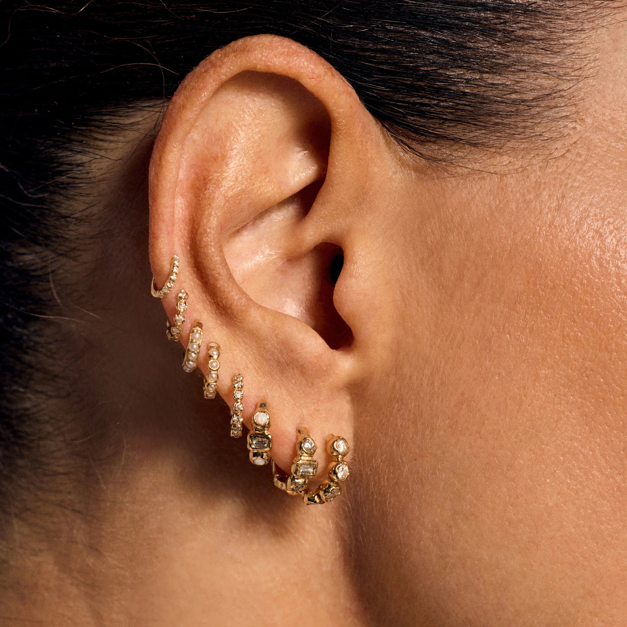 Molten Assemblage Huggie, Opal and Diamond by Pamela Love - At Present Jewelry