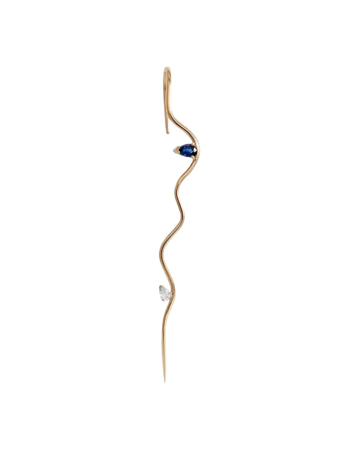 Sapphire Double Splash Wave Needle Earring by Labulgara - At Present Jewelry