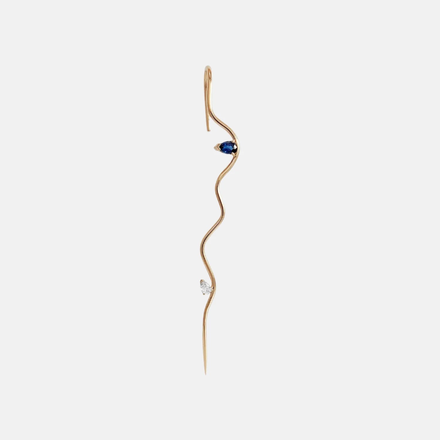 Sapphire Double Splash Wave Needle Earring by Labulgara - At Present Jewelry