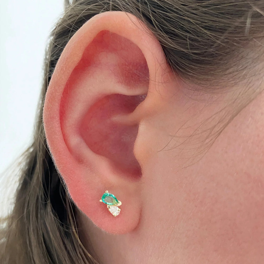 Me and You Emerald Stud by Labulgara - At Present Jewelry