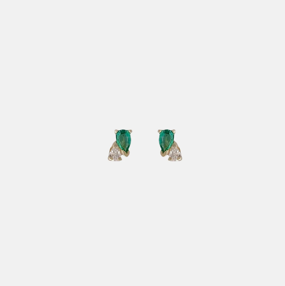 Me and You Emerald Stud by Labulgara - At Present Jewelry
