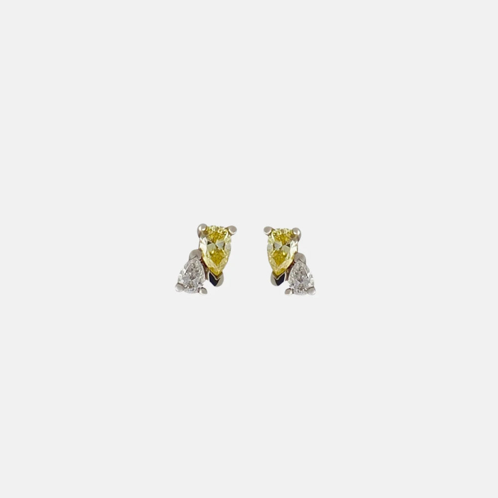 Me and You Canary Diamond Stud by Labulgara - At Present Jewelry