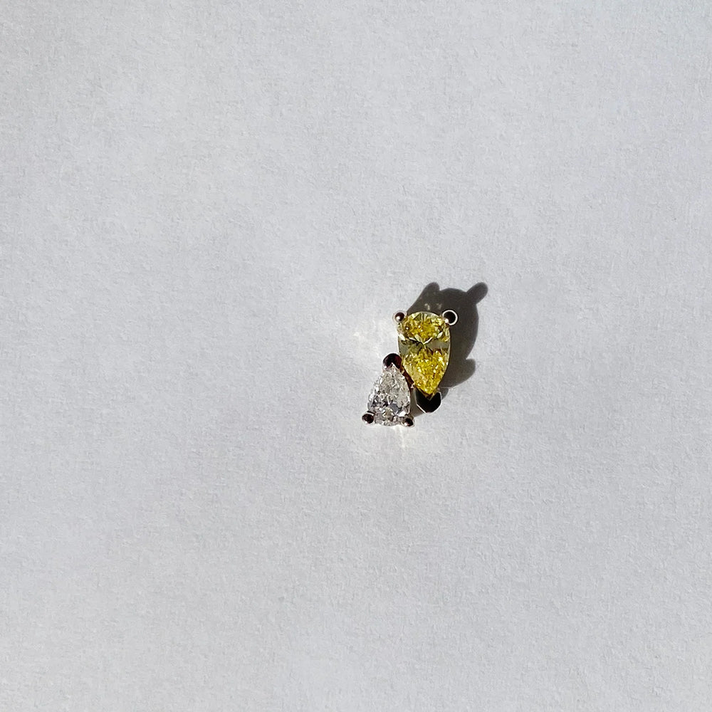 Me and You Canary Diamond Stud by Labulgara - At Present Jewelry