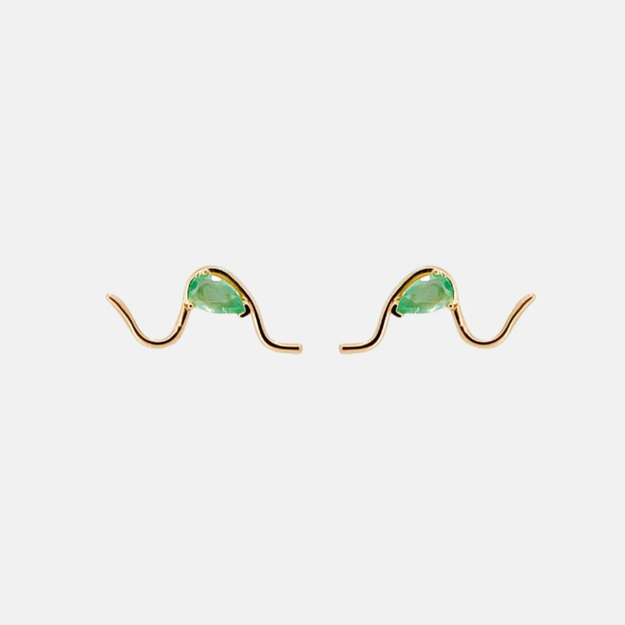 Emerald Mumu Wave Stud Earring by Labulgara - At Present Jewelry