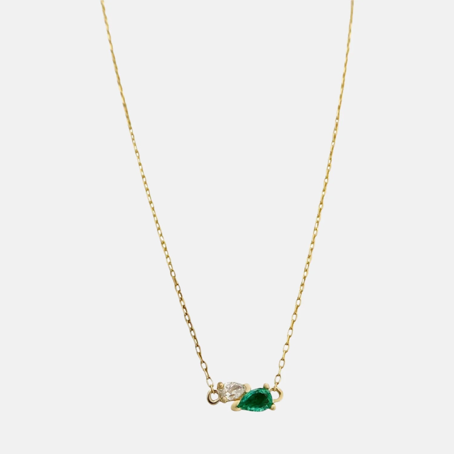 Me and You Emerald Gold Necklace by Labulgara - At Present Jewelry