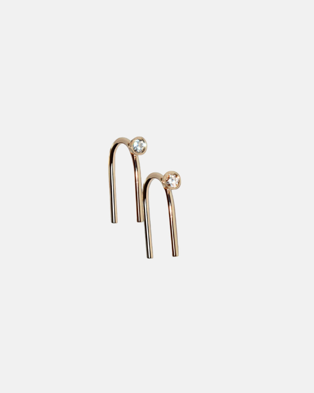 One Pointer Mini Thread Gold Earring by Labulgara - At Present Jewelry