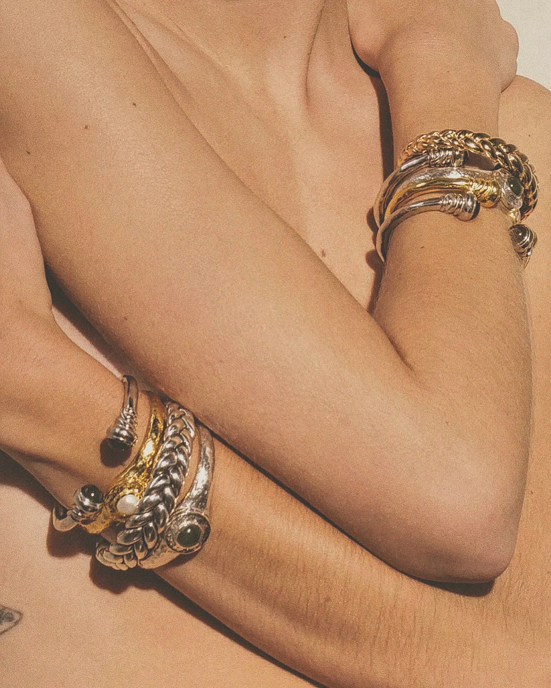 Vivianna Locket Cuff, Green Jade by Pamela Love - At Present Jewelry