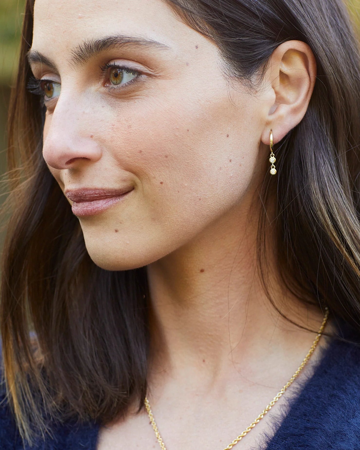 Double Diamond Raindrop Huggies by Ariel Gordon Jewelry - At Present Jewelry