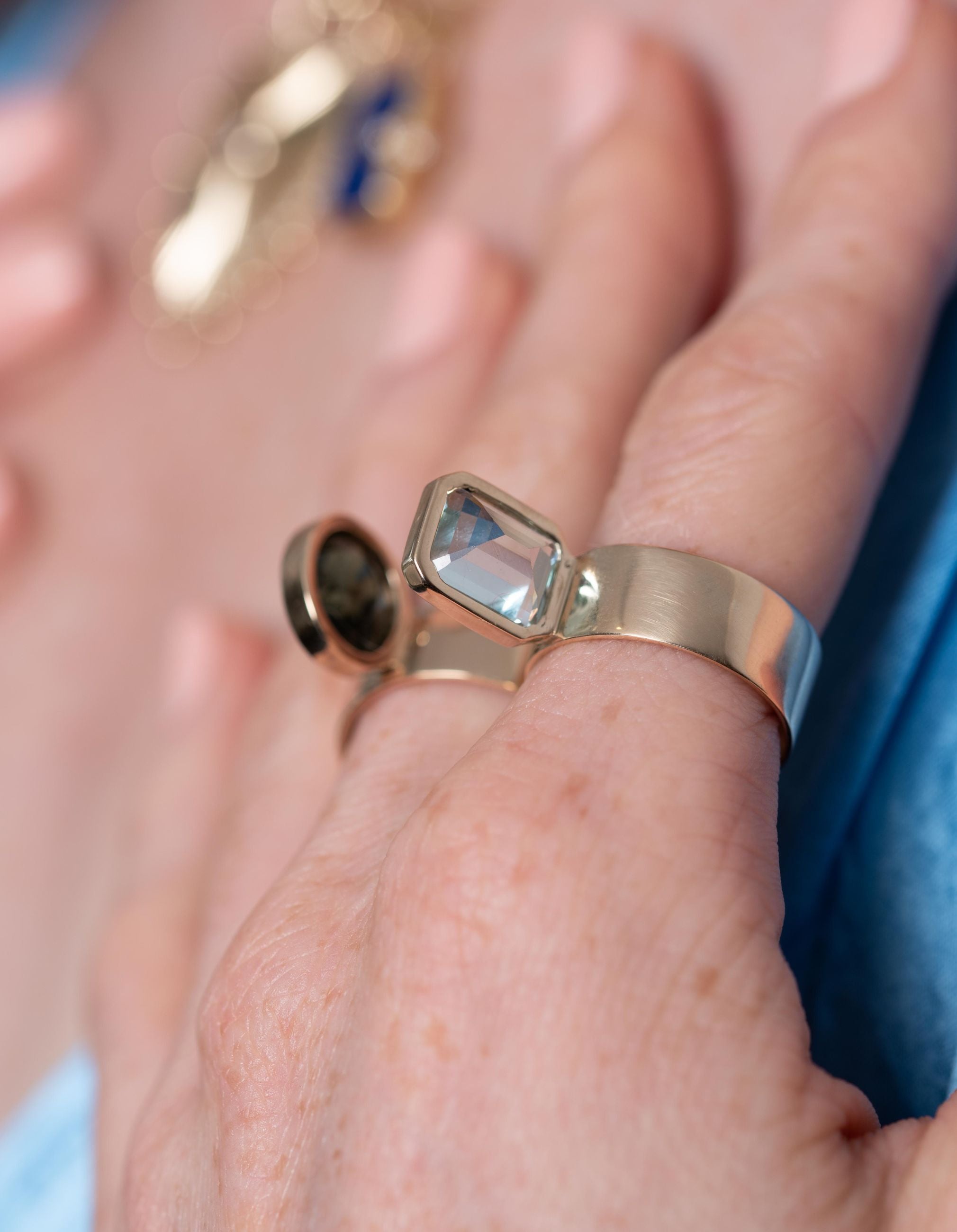 Perched Setting Ring with Aquamarine