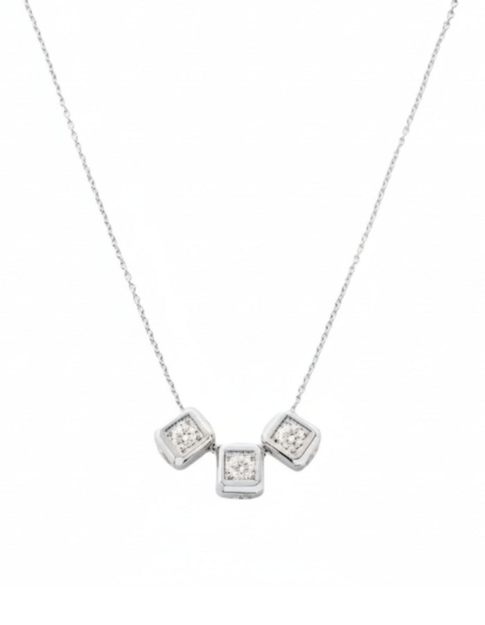 Triple Solitaire Code Pendant Necklace by James Banks Design - At Present Jewelry