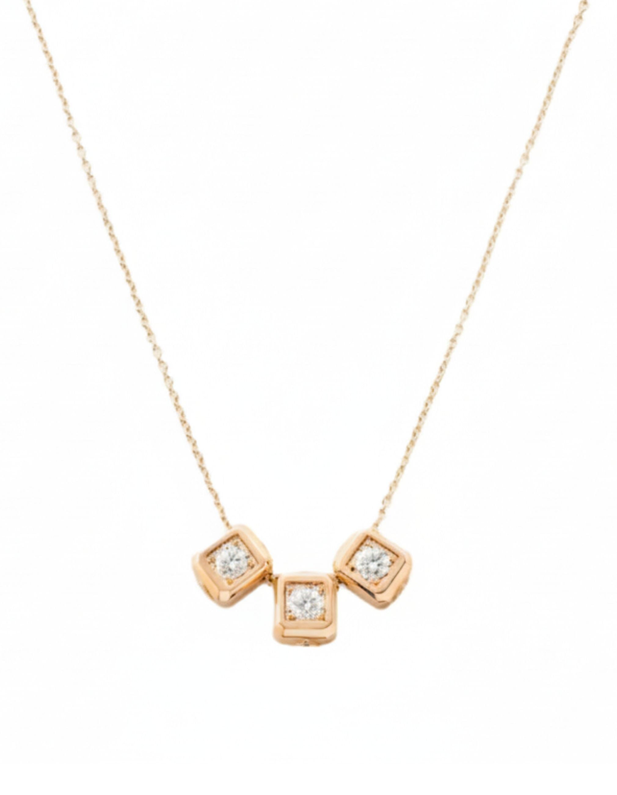 Triple Solitaire Code Pendant Necklace