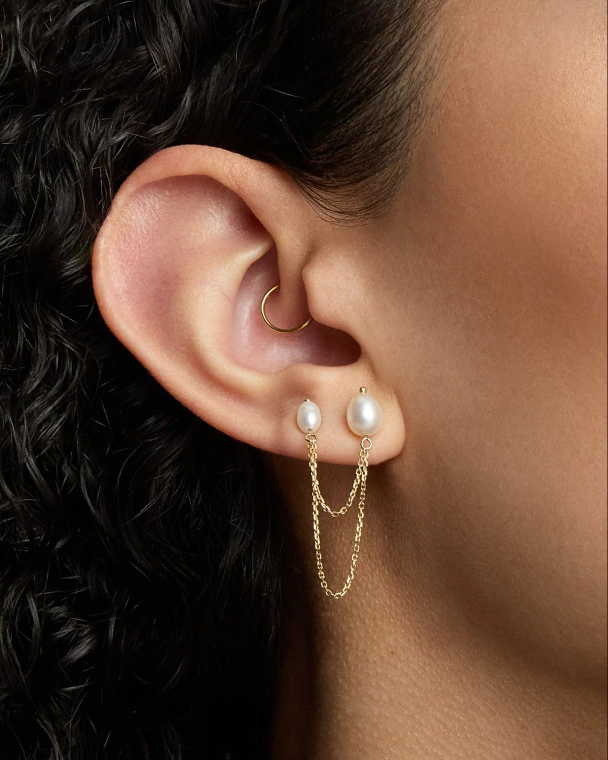 Bella Chained Stud Earring, White by White/Space - At Present Jewelry